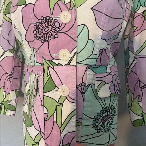 Loft Ann Taylor Floral Women's Jacket - Green and Pink size 2 - Picture 6 of 14